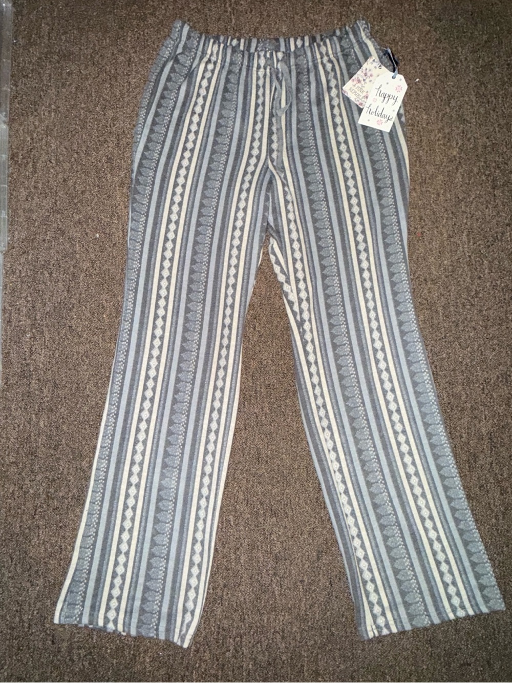 Pink Republic Gray & Cream Striped Lounge Pants